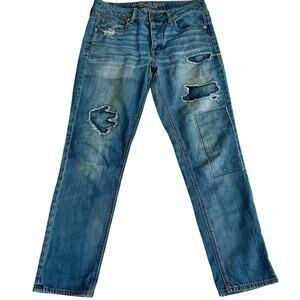 American Eagle Tomgirl Distressed Patchwork Straight leg Jeans grunge skater 6
